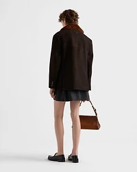 Suede and shearling caban jacket