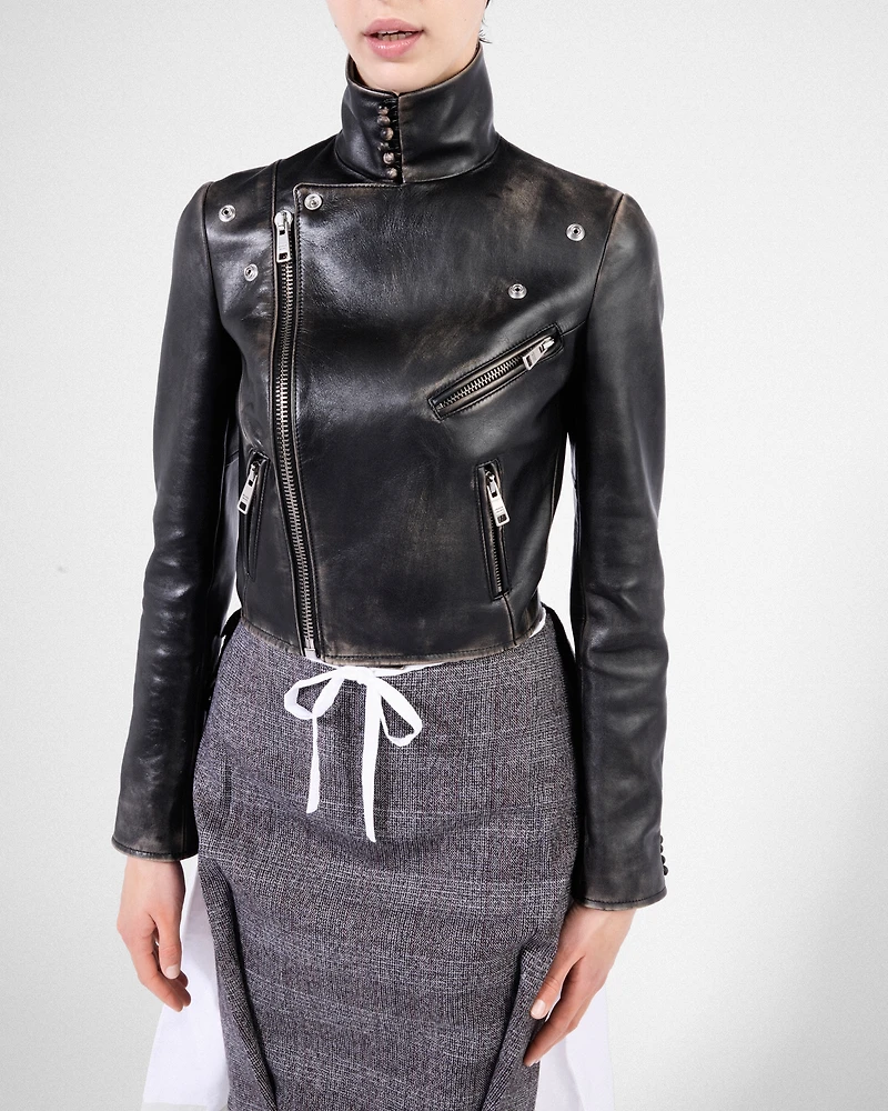 Leather biker jacket