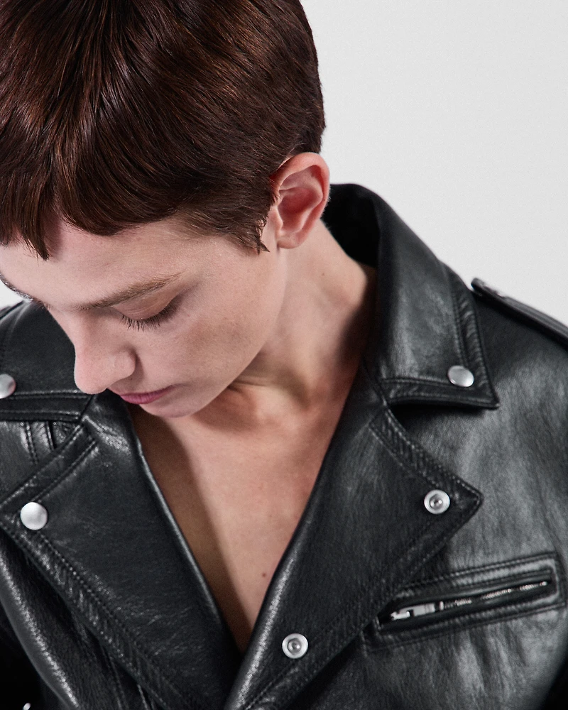 Leather biker jacket