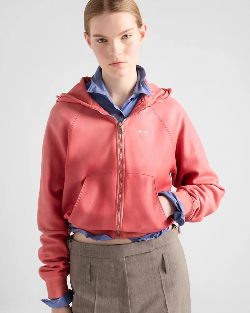 Nappa leather hoodie