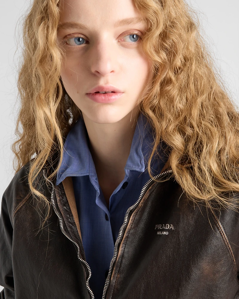 Nappa leather hoodie jacket