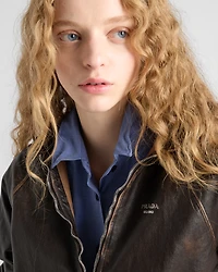 Nappa leather hoodie jacket
