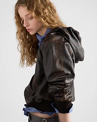 Nappa leather hoodie jacket