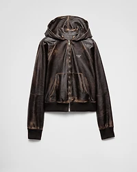 Nappa leather hoodie jacket
