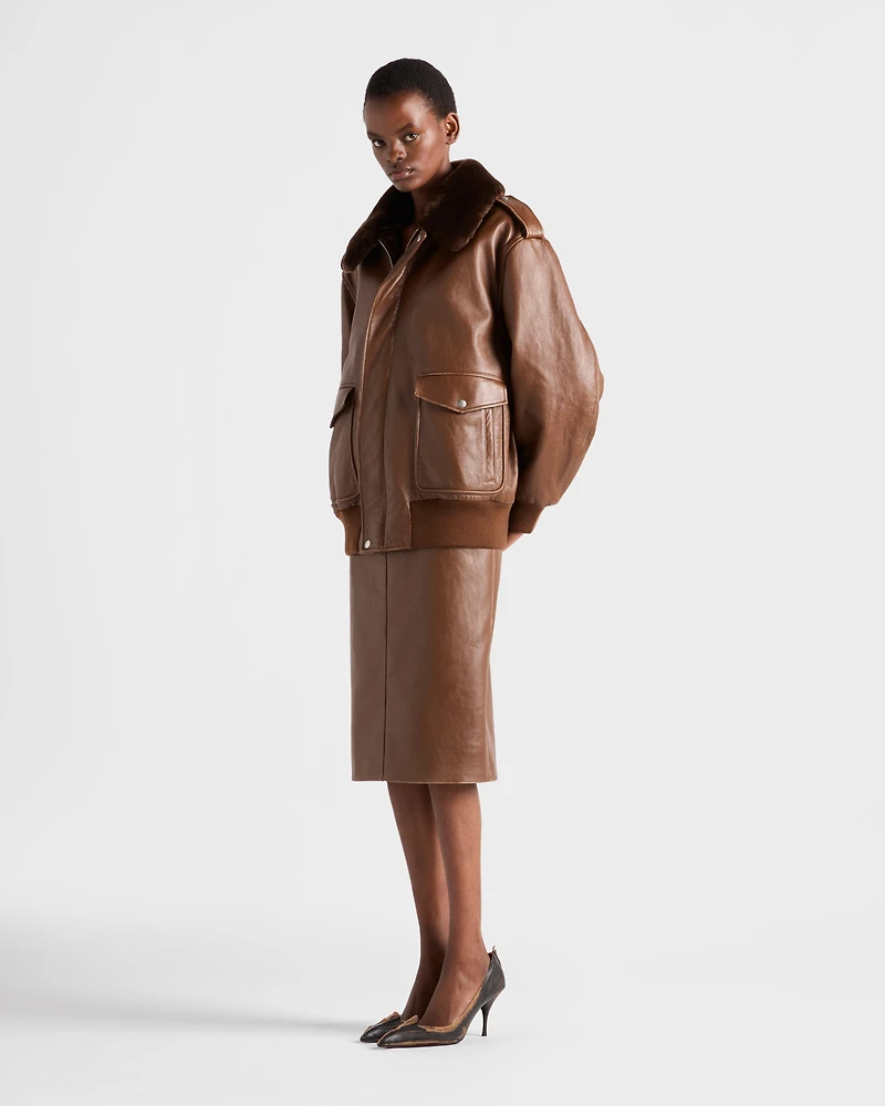 Nappa leather bomber jacket