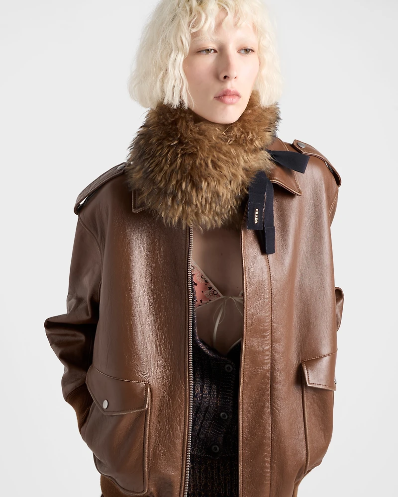 Nappa leather bomber jacket