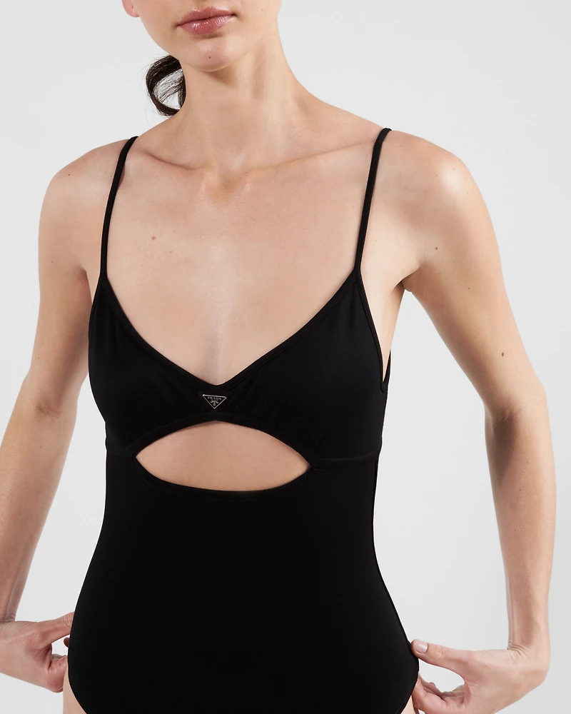 Interlock fabric one-piece swimsuit