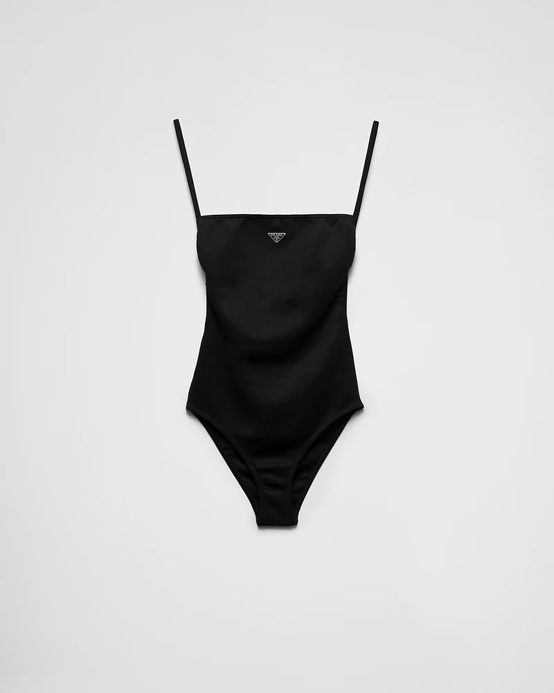 Interlock knit one-piece swimsuit