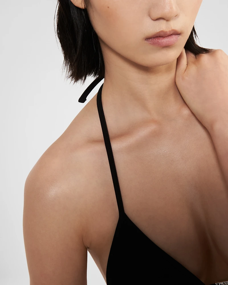 Interlock fabric triangle bikini top