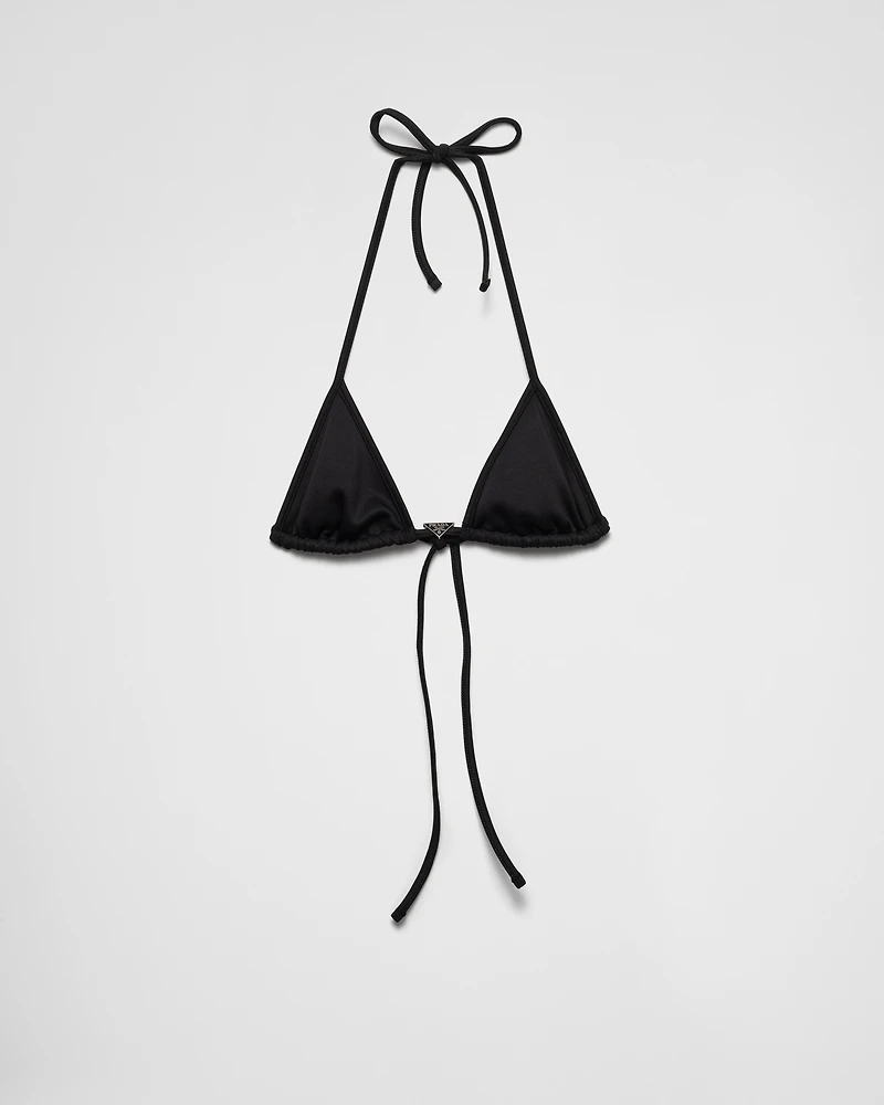 Interlock fabric triangle bikini top
