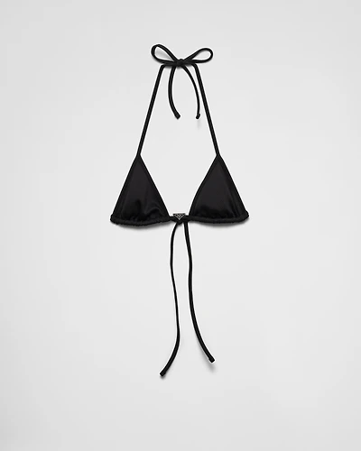 Interlock fabric triangle bikini top