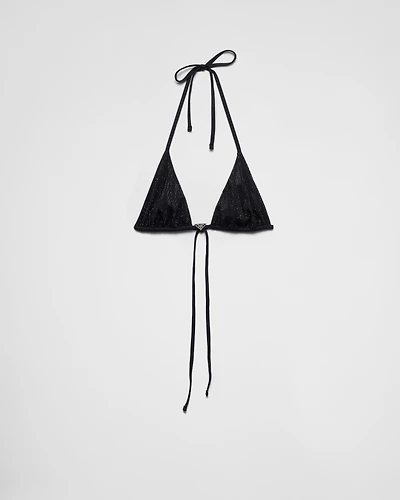 Jersey triangle bikini top with rhinestones