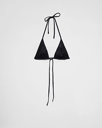 Jersey triangle bikini top with rhinestones