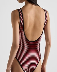 Striped interlock jersey one-piece swimsuit