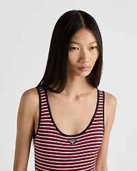 Striped interlock jersey one-piece swimsuit