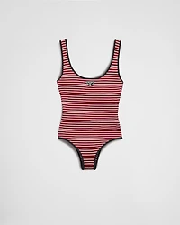 Striped interlock jersey one-piece swimsuit
