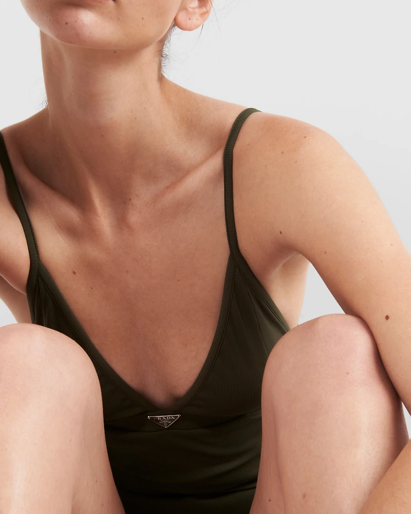 Ribbed knit one-piece swimsuit