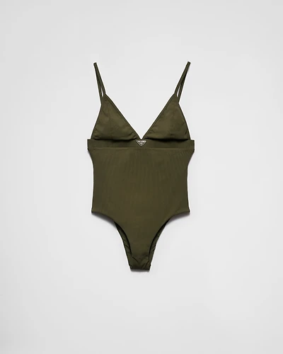Ribbed knit one-piece swimsuit