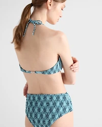 Checked print jersey bikini bottom