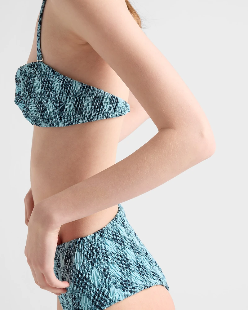Checked print jersey bikini bottom