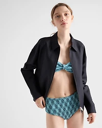 Checked print jersey bikini bottom