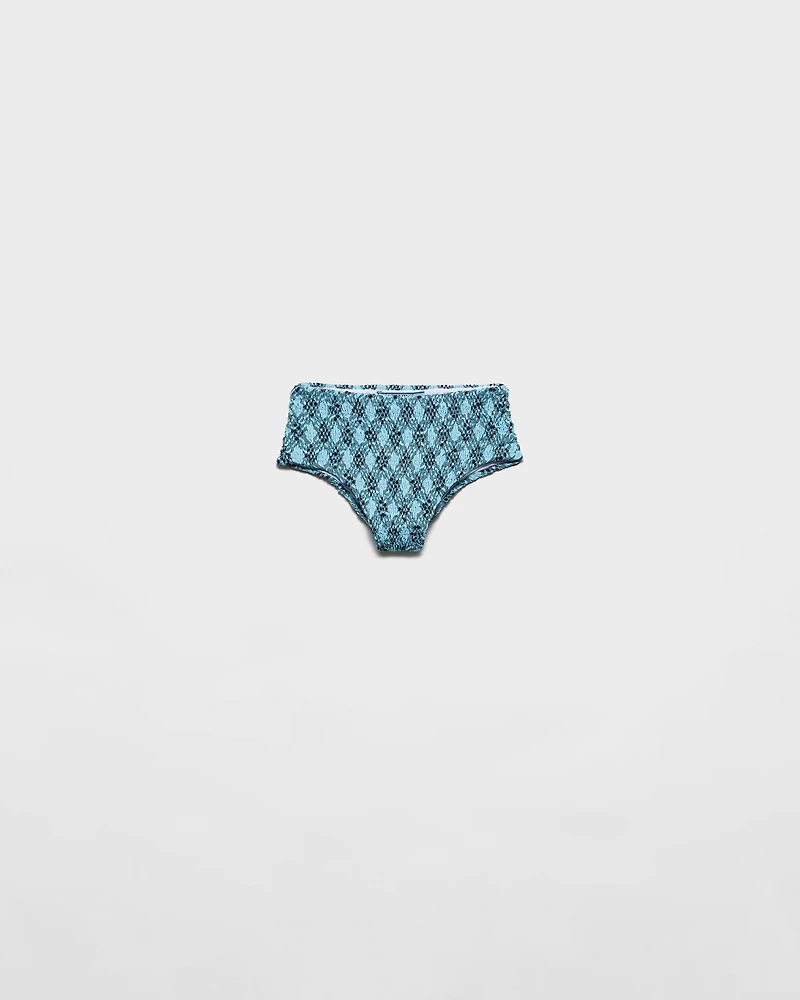 Checked print jersey bikini bottom