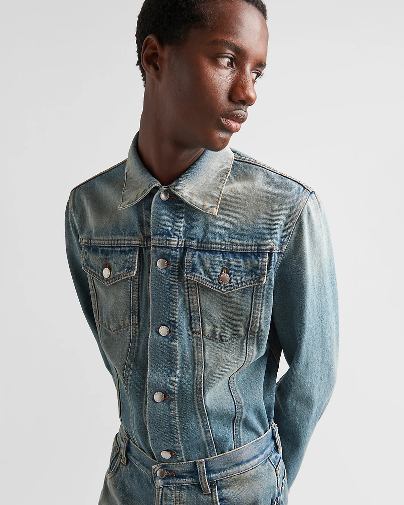Denim blouson jacket