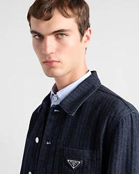 Chevron denim blouson jacket