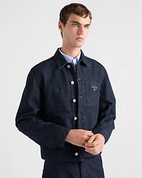 Chevron denim blouson jacket