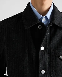Chevron denim blouson jacket