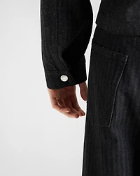 Chevron denim blouson jacket