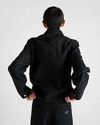 Chevron denim blouson jacket