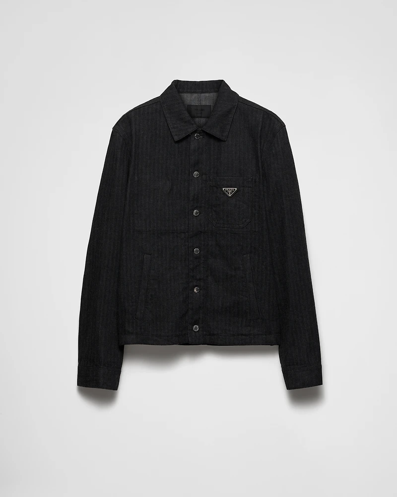 Chevron denim blouson jacket