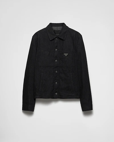 Chevron denim blouson jacket