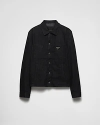 Chevron denim blouson jacket
