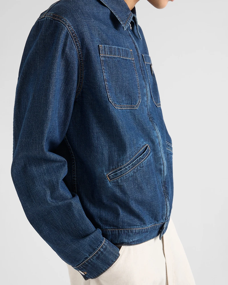 Light denim zipper jacket