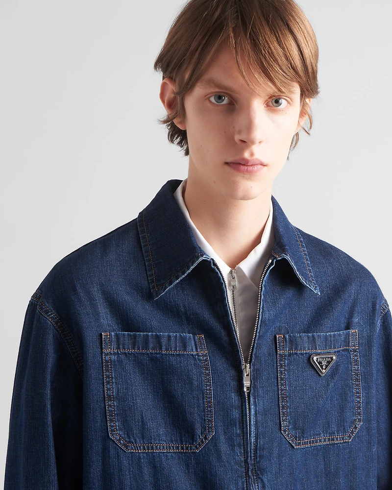 Light denim zipper jacket