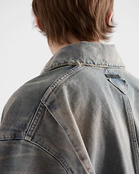 Distressed canvas blouson jacket