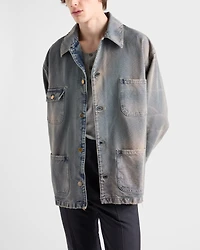Distressed canvas blouson jacket
