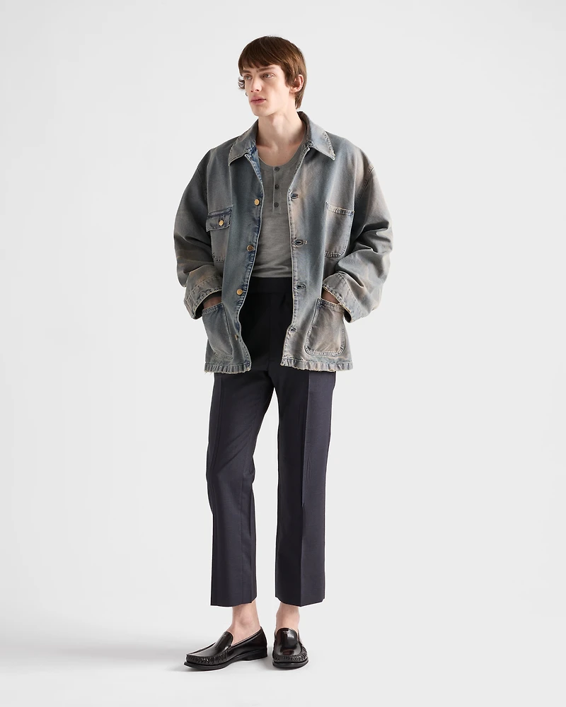Distressed canvas blouson jacket