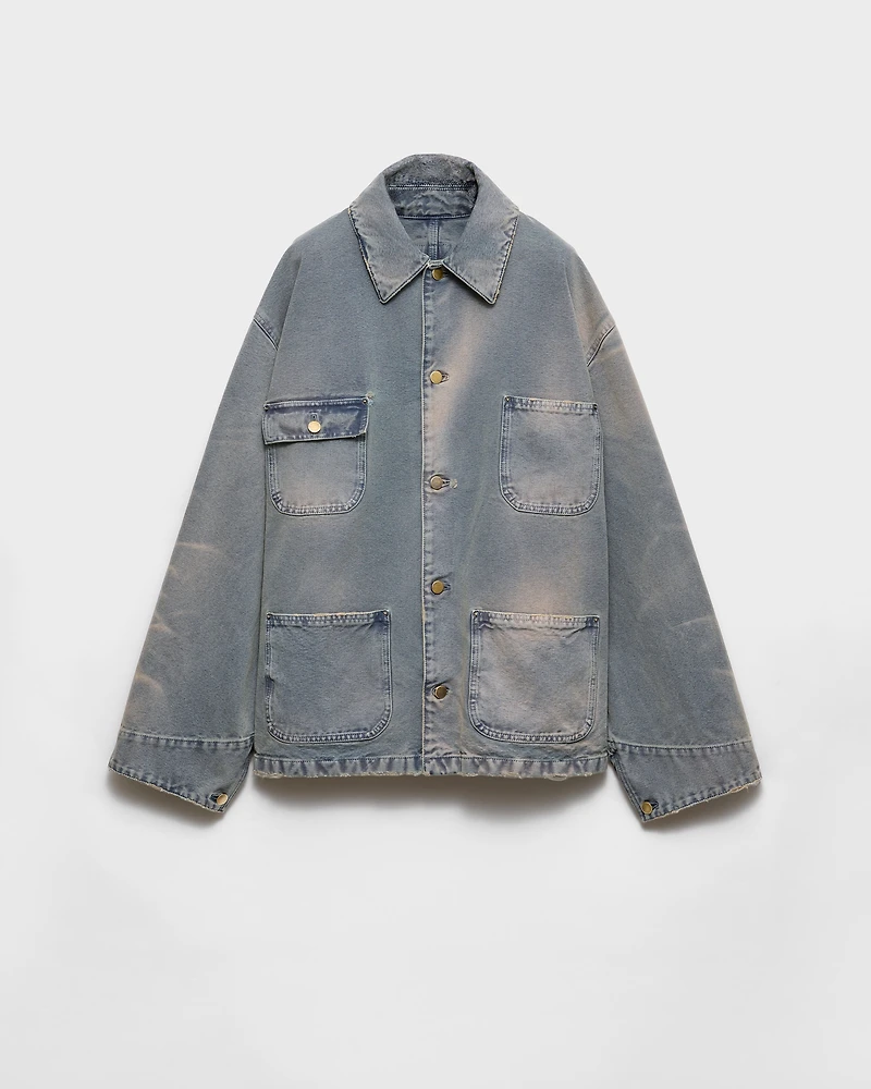 Distressed canvas blouson jacket