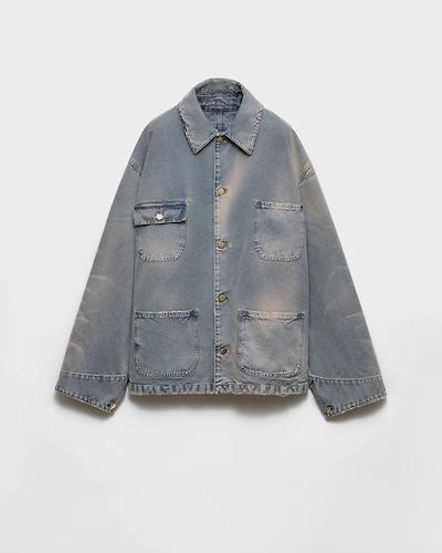 Distressed canvas blouson jacket