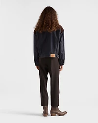 Denim and suede blouson jacket