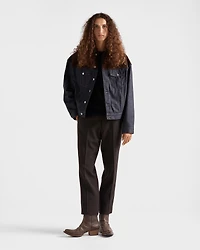 Denim and suede blouson jacket