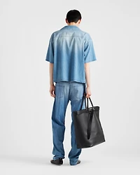 Light denim bowling shirt