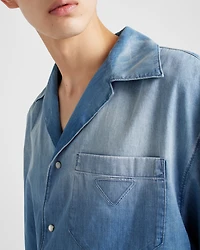 Light denim bowling shirt
