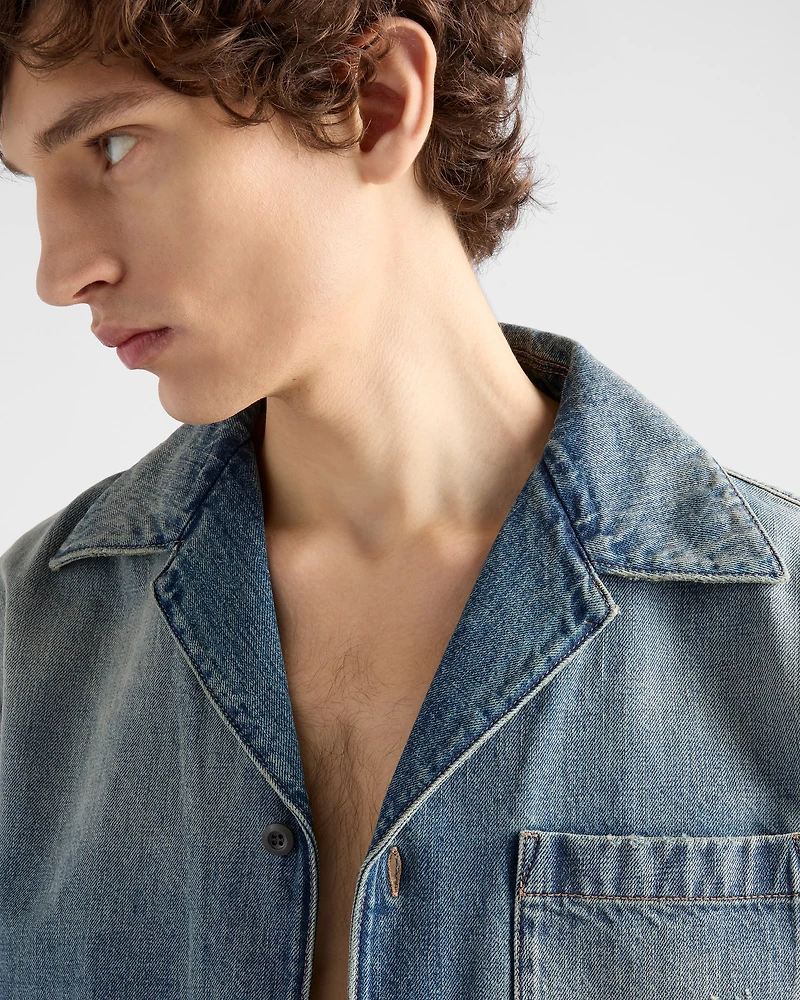 Denim bowling shirt