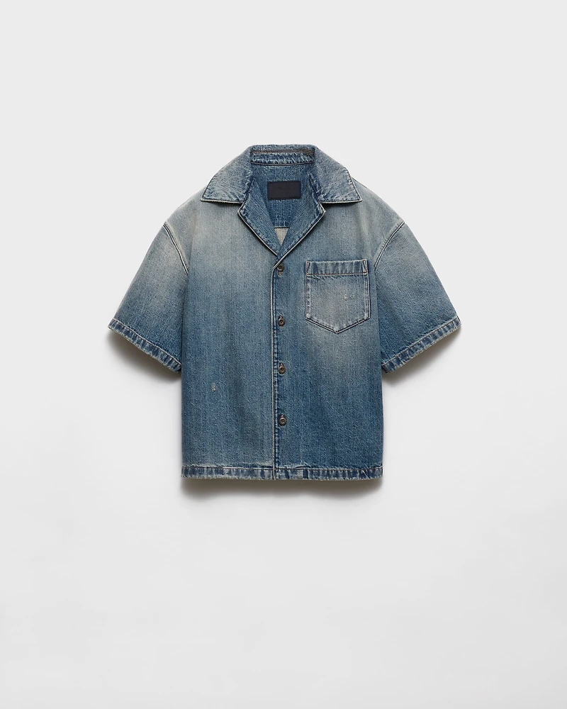 Denim bowling shirt