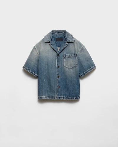 Denim bowling shirt