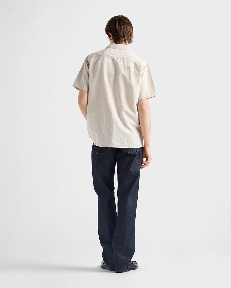 Short-sleeved chambray shirt